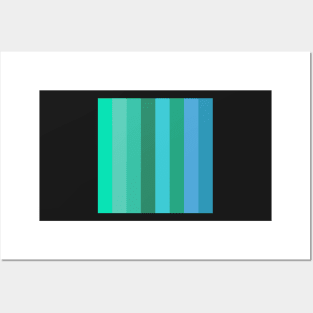 blue and gree minimalist stripe pattern Posters and Art